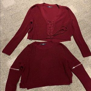 Millau Small Burgundy Cropped Sweaters